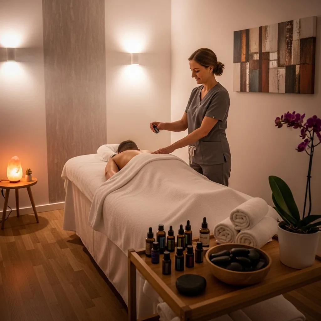 A massage therapy room prepared for a therapeutic session