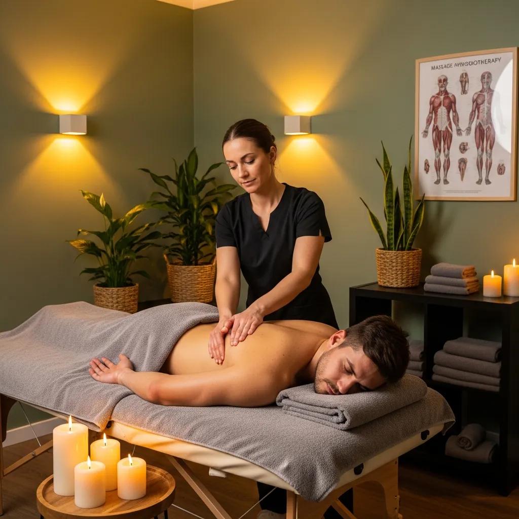 Massage therapy session in a calm clinic room, illustrating complementary care options