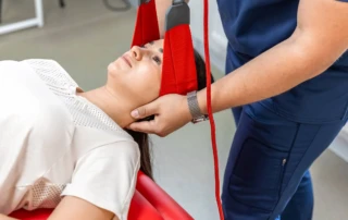 Resize Female Patient Hanging Suspensions Rehabilitation Center