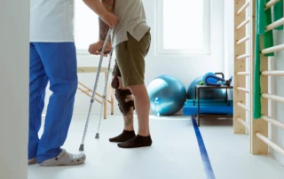 Resize Injured Patient Learns Walk Crutches Medical Office
