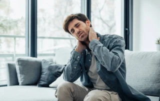 Resize Upset Tired Young Man Feeling Pain Massaging Stiff Neck Rubbing Tensed Muscles Relieve Back Ache Joint Shoulder Discomfort After Long Sedentary Work Incorrect Posture Fibromyalgia Conceptxa