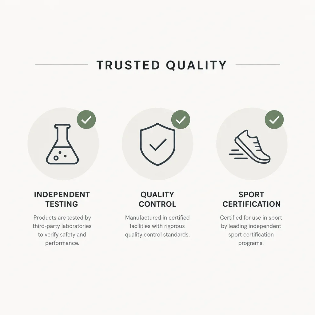 A simple diagram showing third-party testing and safety checks for supplements.