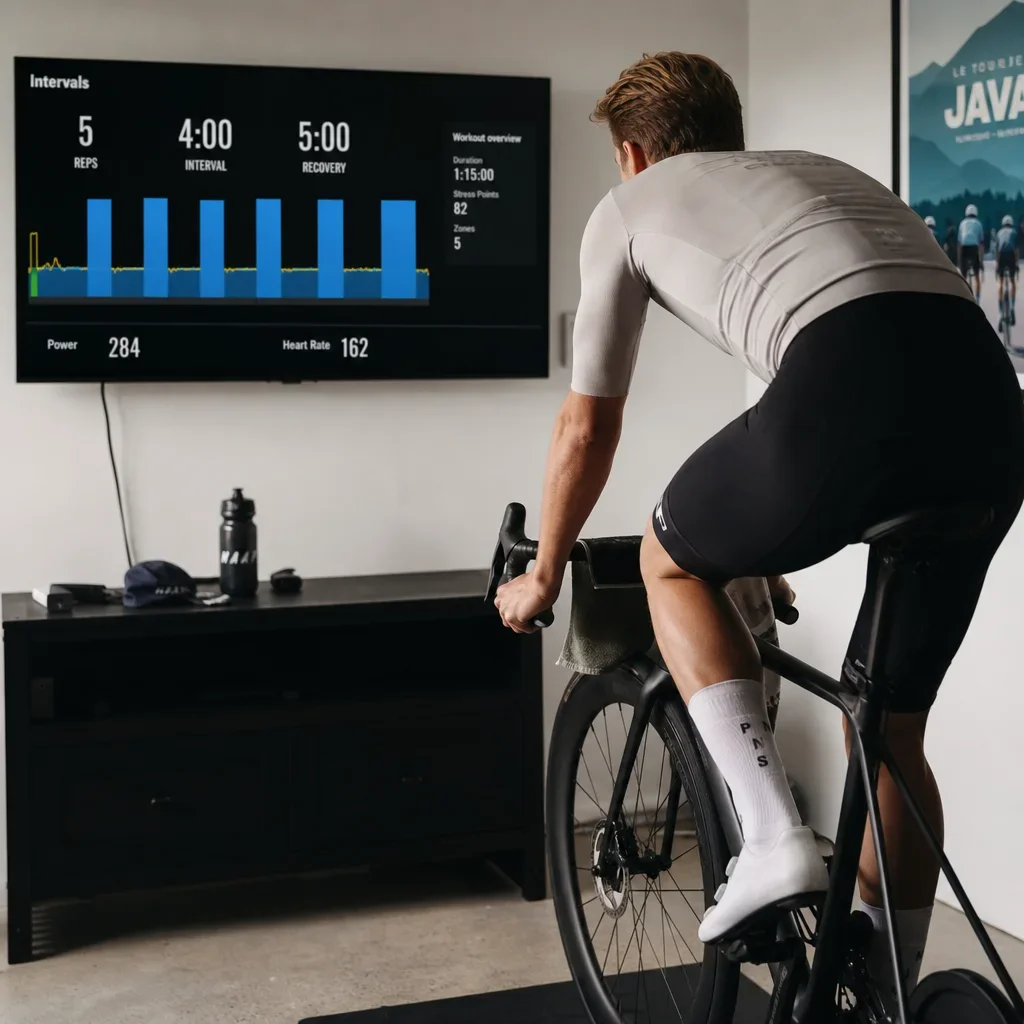 An athlete doing structured VO2 max intervals during a training session.
